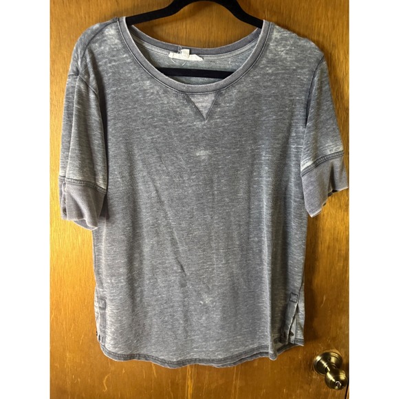 Jane + Delancey Tops - Jane + Delancey Womens Blue Acid Wash Short Sleeve Sweatshirt Top Size M